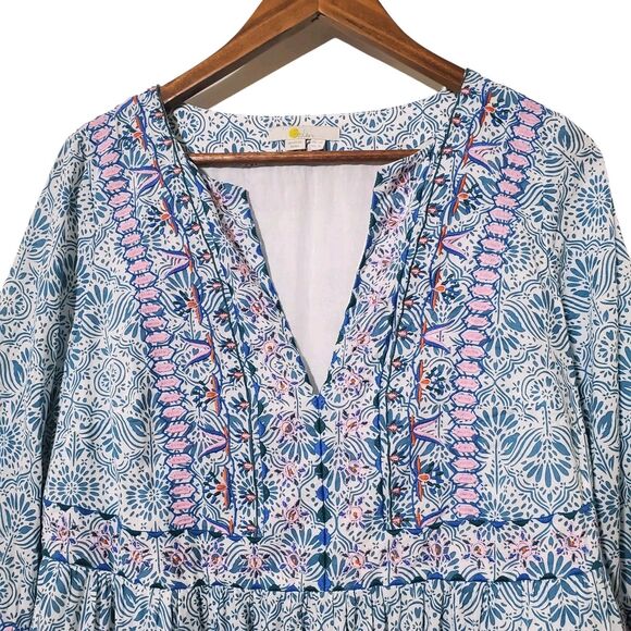 BODEN  Embroidered Cotton Midi Dress Size US 8 Printed Beachy Womens - Picture 2 of 15